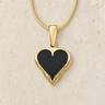 Feathered Heart Gold Plated with Black Ash Resin Jewelry