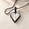 Feathered Heart Black Finish with Cream Ash Resin Jewelry