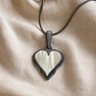 Feathered Heart Black Finish with Cream Ash Resin Jewelry
