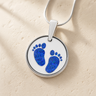 Lasting Imprint Round Sterling Silver with Opal Blue Waters Ash Resin Jewelry