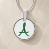 Initial Round Sterling Silver with Seafoam Ash Resin Jewelry