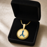 Initial Round Gold Plated with Cobalt Ash Resin Jewelry