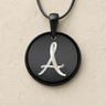 Initial Round Black Finish with Cream Ash Resin Jewelry