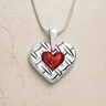 Woven Heart Sterling Silver with Crimson Ash Resin Jewelry