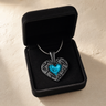 Woven Heart Black Finish with Aqua Ash Resin Jewelry