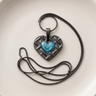 Woven Heart Black Finish with Aqua Ash Resin Jewelry
