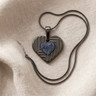 Lined Heart Black Finish with Slate Ash Resin Jewelry
