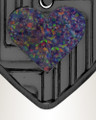 Lined Heart Black Finish with Black Flame Opal Ash Resin Jewelry