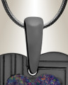 Lined Heart Black Finish with Black Flame Opal Ash Resin Jewelry
