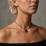 Lined Heart Black Finish with Black Flame Opal Ash Resin Jewelry