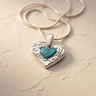 Pleasant Heart Sterling Silver with Aqua Ash Resin Jewelry