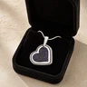 Attentive Heart Sterling Silver with Black Flame Opal Ash Resin Jewelry