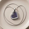 Attentive Heart Sterling Silver with Black Flame Opal Ash Resin Jewelry