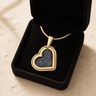Attentive Heart Gold Plated with Slate Ash Resin Jewelry