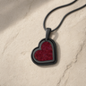 Attentive Heart Black Finish with Scarlet Pearl Opal Ash Resin Jewelry