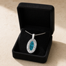 Heartfelt Oval Sterling Silver with Aqua Ash Resin Jewelry