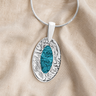 Heartfelt Oval Sterling Silver with Aqua Ash Resin Jewelry