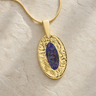 Heartfelt Oval Gold Plated with Black Flame Opal Ash Resin Jewelry