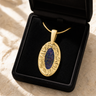 Heartfelt Oval Gold Plated with Black Flame Opal Ash Resin Jewelry