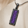 Lasting Long Rectangle Black Finish with Lilac Ash Resin Jewelry