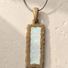 Lasting Long Rectangle Bronze Finish with Crushed Cream Opal Ash Resin Jewelry