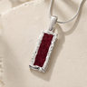 Lasting Long Rectangle Sterling Silver with Scarlet Pearl Opal Ash Resin Jewelry