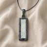 Lasting Long Rectangle Black Finish with Crushed Cream Opal Ash Resin Jewelry
