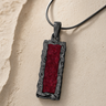 Lasting Long Rectangle Black Finish with Scarlet Pearl Opal Ash Resin Jewelry