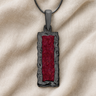 Lasting Long Rectangle Black Finish with Scarlet Pearl Opal Ash Resin Jewelry