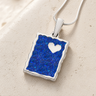 Adored Rectangle Sterling Silver with Opal Blue Waters Ash Resin Jewelry