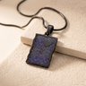 Adored Rectangle Black Finish with Black Flame Opal Ash Resin Jewelry
