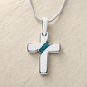Honoring Cross Sterling Silver with Aqua Ash Resin Jewelry