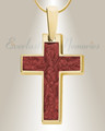Cultured Cross Gold Plated with Crimson Ash Resin Jewelry