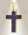 Cultured Cross Gold Plated with Black Flame Opal Ash Resin Jewelry