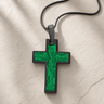 Cultured Cross Black Finish with Seafoam Ash Resin Jewelry