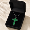 Cultured Cross Black Finish with Seafoam Ash Resin Jewelry