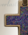 Cultured Cross Bronze Finish with Black Flame Opal Ash Resin Jewelry