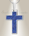 Cultured Cross Sterling Silver with Opal Blue Waters Ash Resin Jewelry