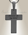 Cultured Cross Black Finish with Black Flame Opal Ash Resin Jewelry