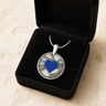 Enlightened Round Sterling Silver with Opal Blue Waters Ash Resin Jewelry