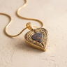 Paradise Gold Plated Heart with Black Flame Opal Ash Resin Jewelry