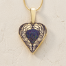 Paradise Gold Plated Heart with Black Flame Opal Ash Resin Jewelry