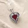 Paradise Sterling Silver Heart with Scarlet Pearl Opal Ash Resin Jewelry