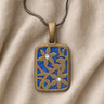 Flowered Rectangle Bronze Finish with Opal Blue Waters Ash Resin Jewelry