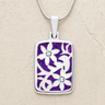 Flowered Rectangle Sterling Silver with Lilac Pearl Opal Ash Resin Jewelry