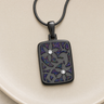 Flowered Rectangle Black Finish with Black Flame Opal Ash Resin Jewelry