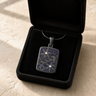 Flowered Rectangle Black Finish with Black Flame Opal Ash Resin Jewelry