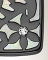Flowered Rectangle Black Finish with Crushed Pearl Opal Ash Resin Jewelry