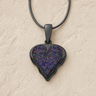 Feathered Heart Black Finish with Black Flame Opal Ash Resin Jewelry