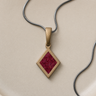 Modest Diamond Bronze Finish with Scarlet Pearl Opal Ash Resin Jewelry